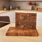 End Grain Oak Cutting Board with Lightning Pattern – 400×300×40 mm