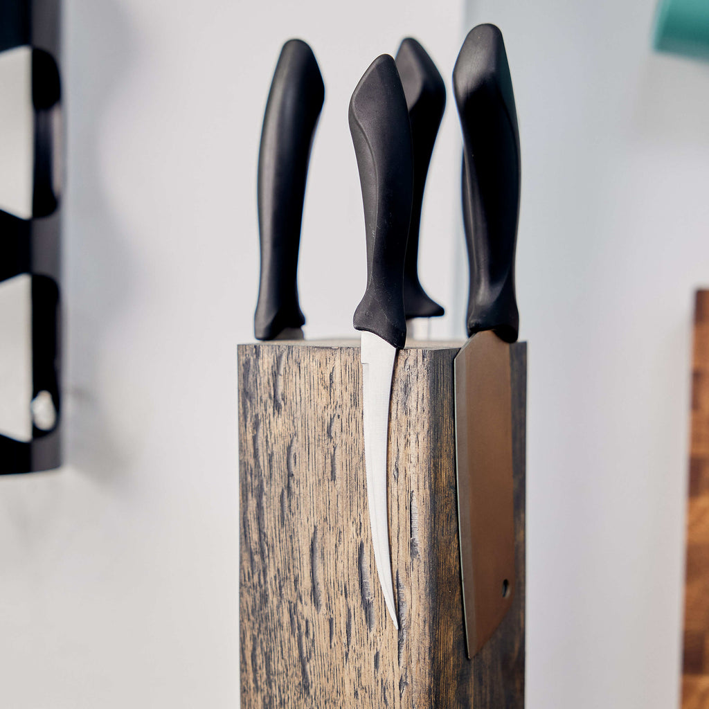 Rotating Magnetic Knife Block – Graphite Oak