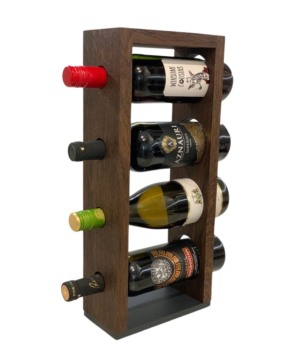 Smoked Oak Wine Rack for 4 Bottles