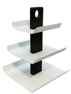 3-Tier White Metal Fruit Stand with Smoked Oak Base