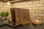 End Grain Oak Cutting Board Set with Rounded Sides and Wooden Stand – 350×250 & 400×300 mm