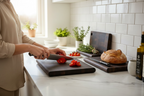 End Grain Smoked Oak Cutting Board with Rounded Sides – 450×300×30 mm