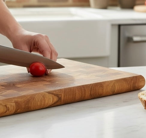End Grain Oak Cutting Board with Rounded Sides – 400×300×30 mm