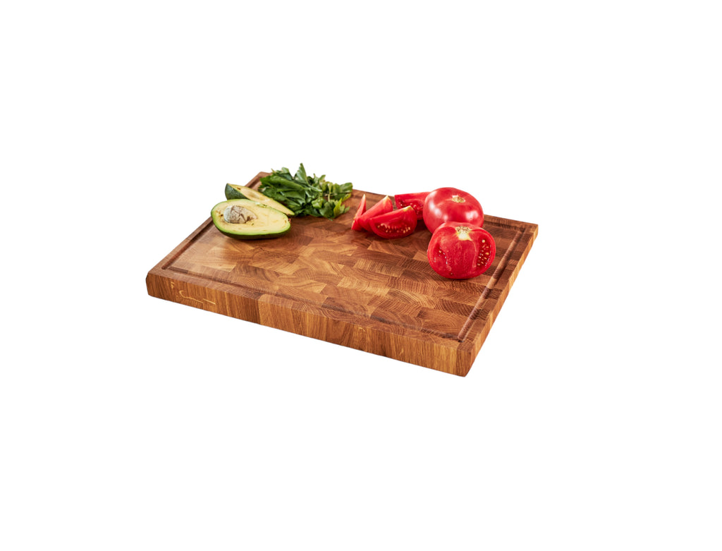 End Grain Oak Cutting Board with Lightning Pattern – 450×300×40 mm