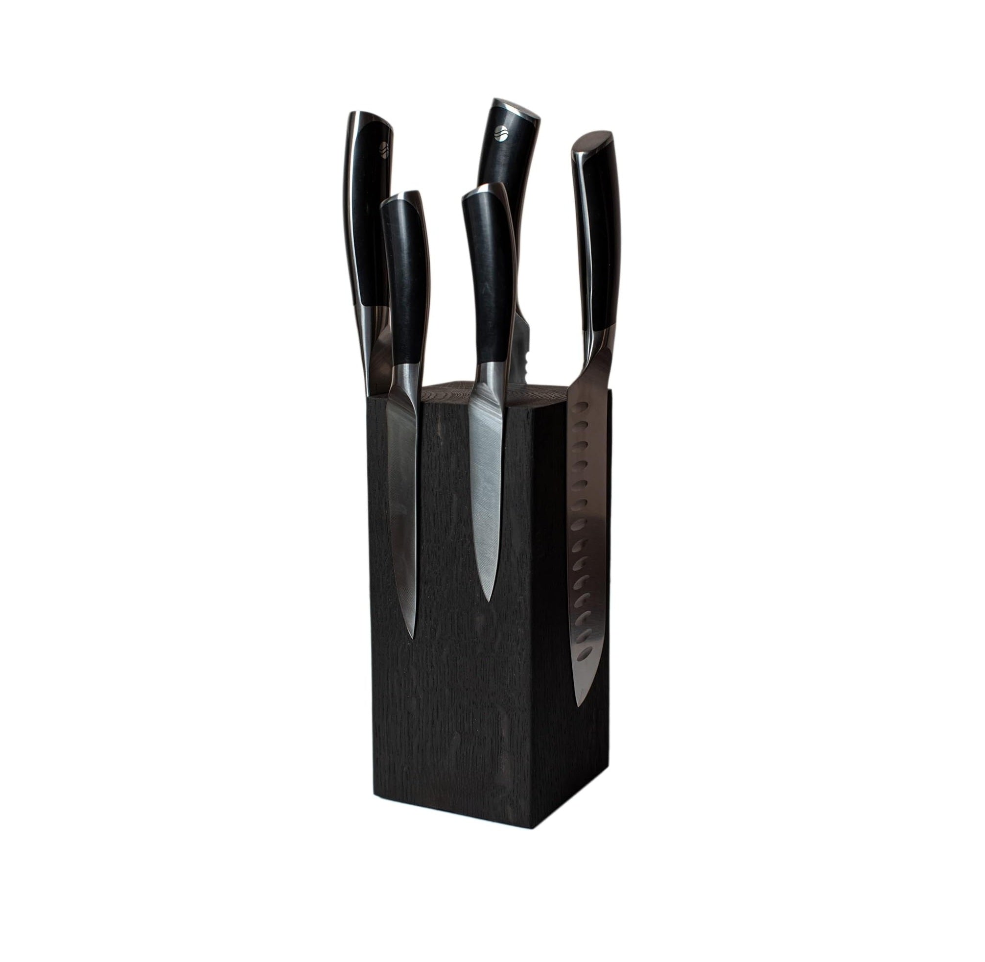 Static Magnetic Knife Block – Black Oak