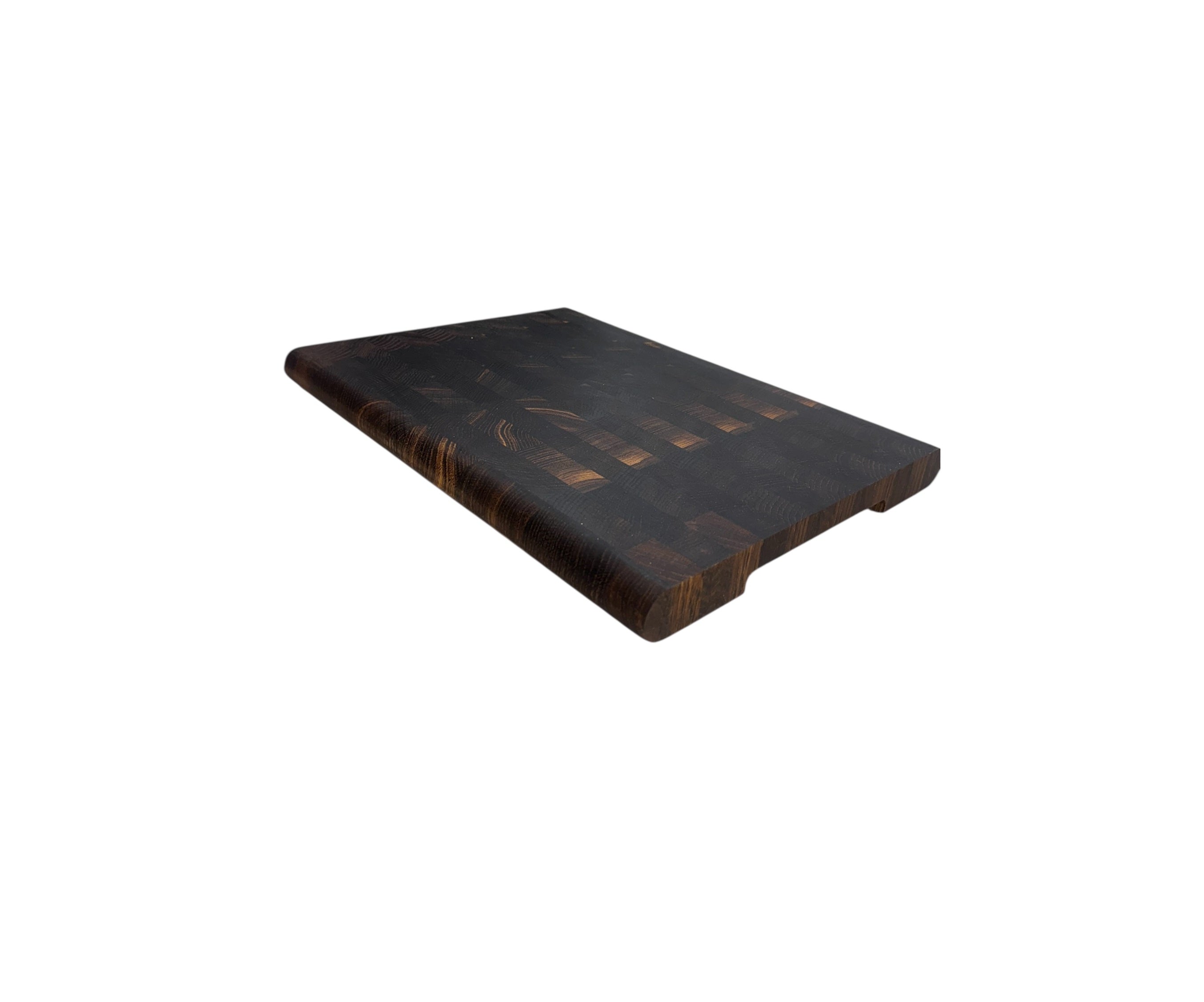 End Grain Smoked Oak Cutting Board with Rounded Sides – 400×300×30 mm