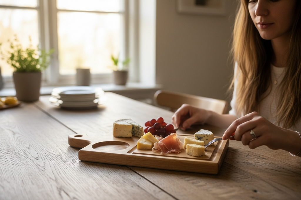 Oak Serving Board with Sauce Holder
