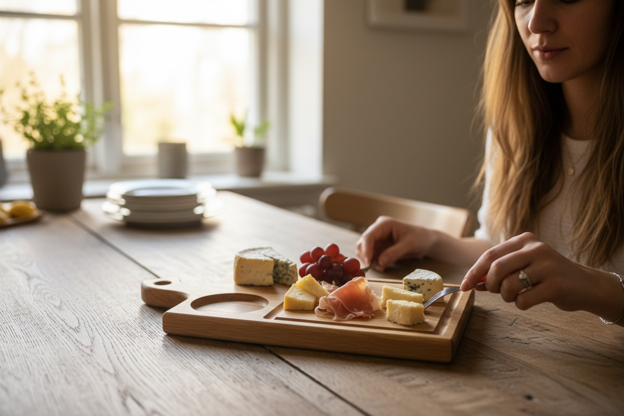 Oak Serving Board with Sauce Holder