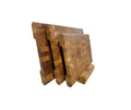 End Grain Oak Cutting Board Set (3 Pieces) with Rounded Sides and Wooden Stand