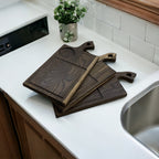 Smoked Oak Serving Board with Sauce Holder
