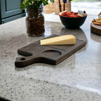 Smoked Oak Serving Board with Sauce Holder