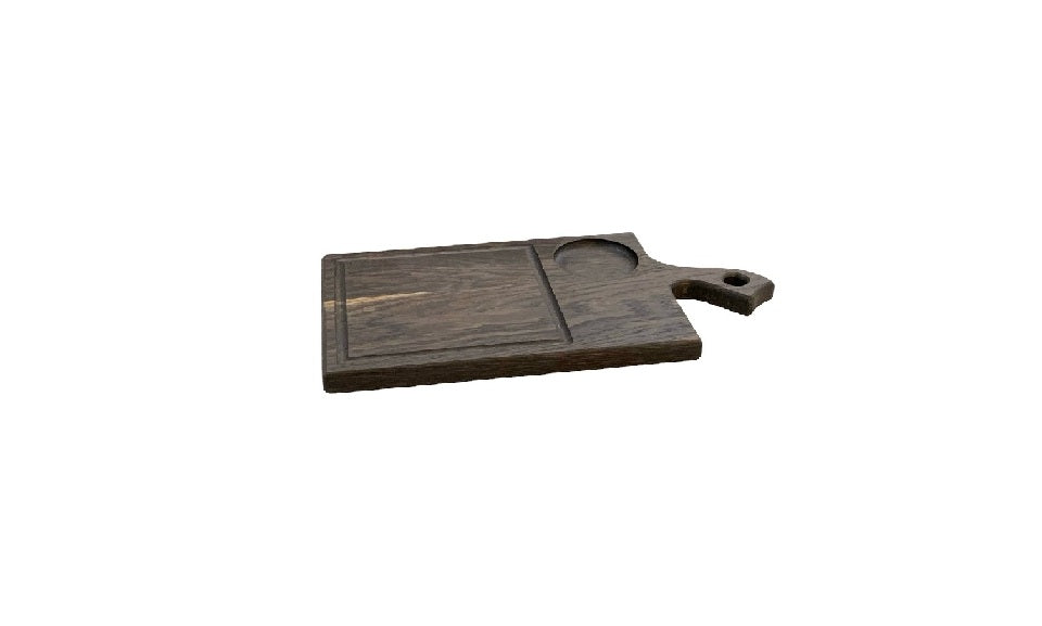 Smoked Oak Serving Board with Sauce Holder
