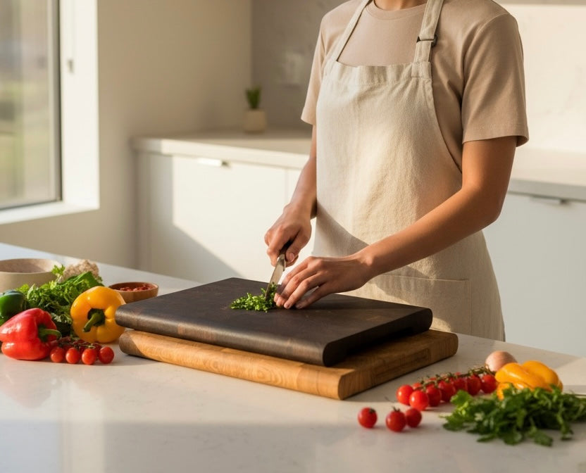 End Grain Oak Cutting Board with Rounded Sides – 400×300×30 mm