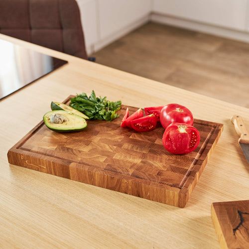 End Grain Oak Cutting Board with Lightning Pattern – 350×250×40 mm