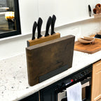 Metal Stand for End Grain Cutting Board with Knife Holder