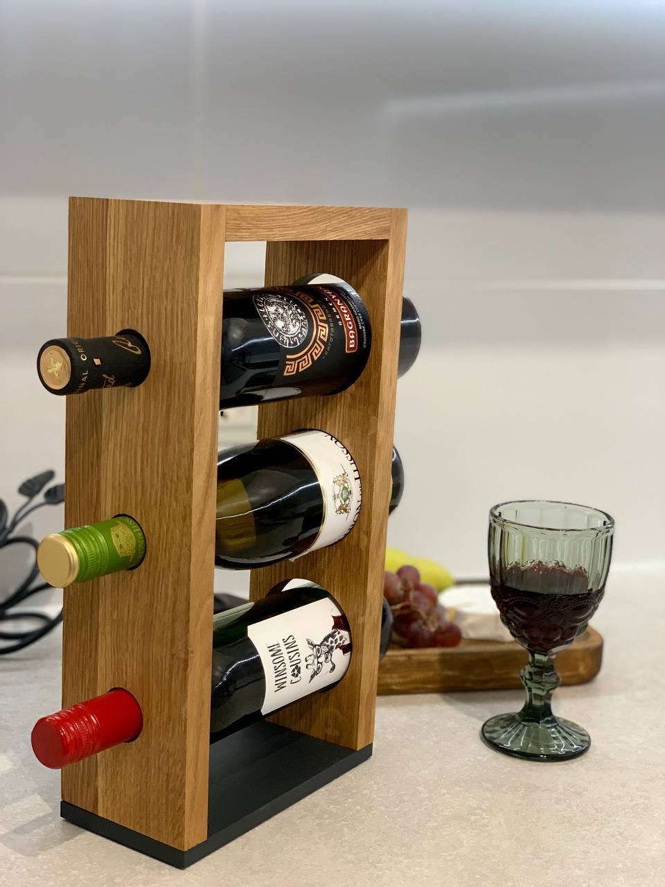 Natural Oak Wine Rack for 3 Bottles