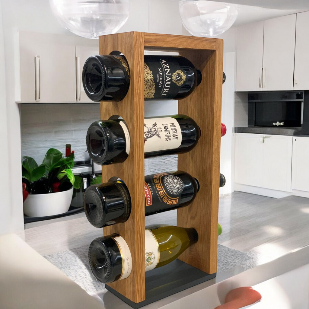 Natural Oak Wine Rack for 4 Bottles