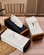 Black Metal Napkin Holder with Oak Side Panels