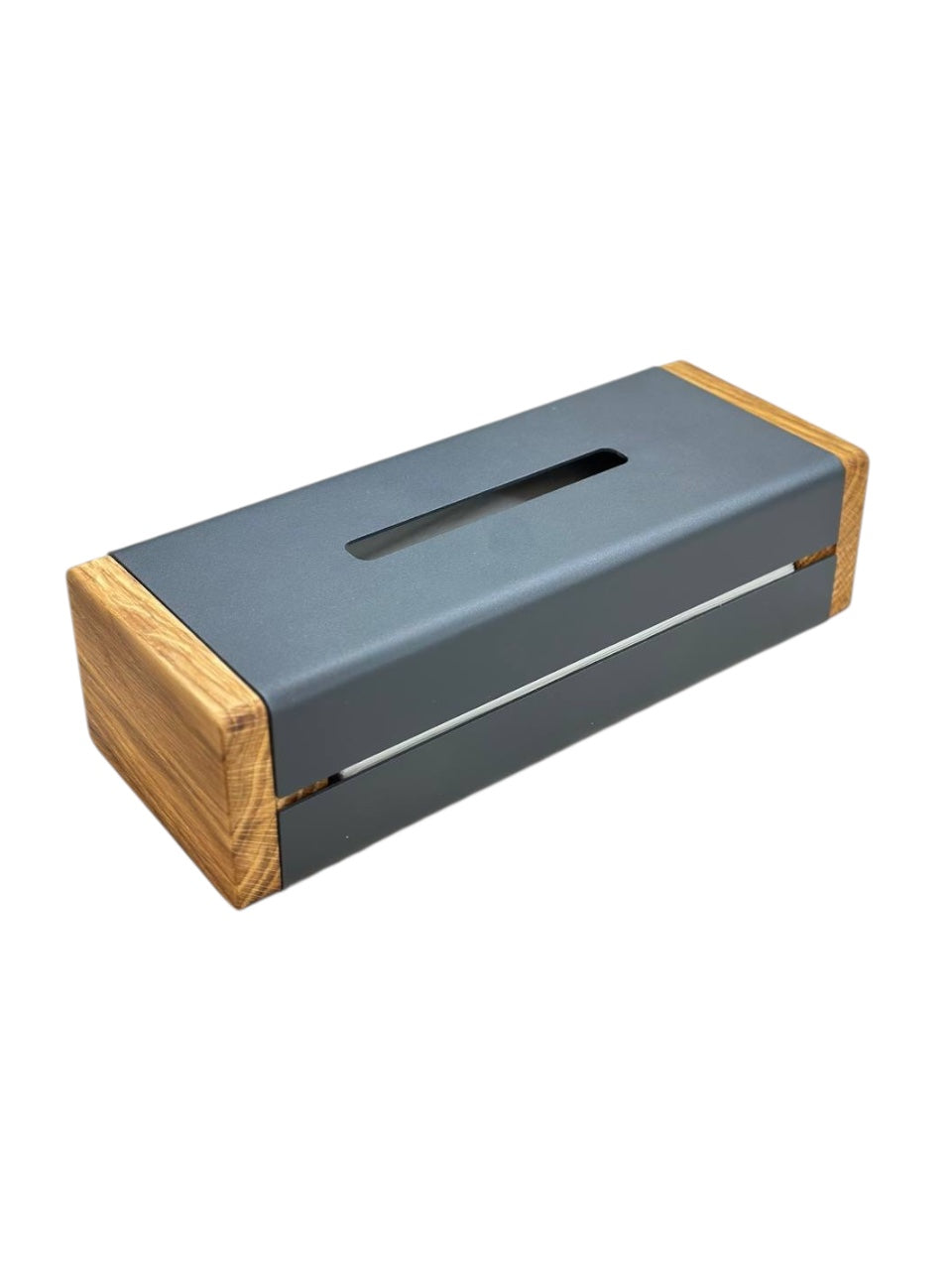 Black Metal Napkin Holder with Oak Side Panels