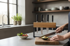 Oak and Metal Kitchen Knife Holder