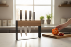 Oak and Metal Kitchen Knife Holder